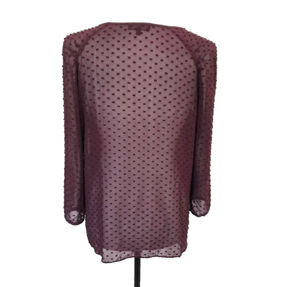 ARITZIA BABATON Augustus Silk Blend Top Blouse Size Small Burgundy Swiss Dots - Picture 5 of 9